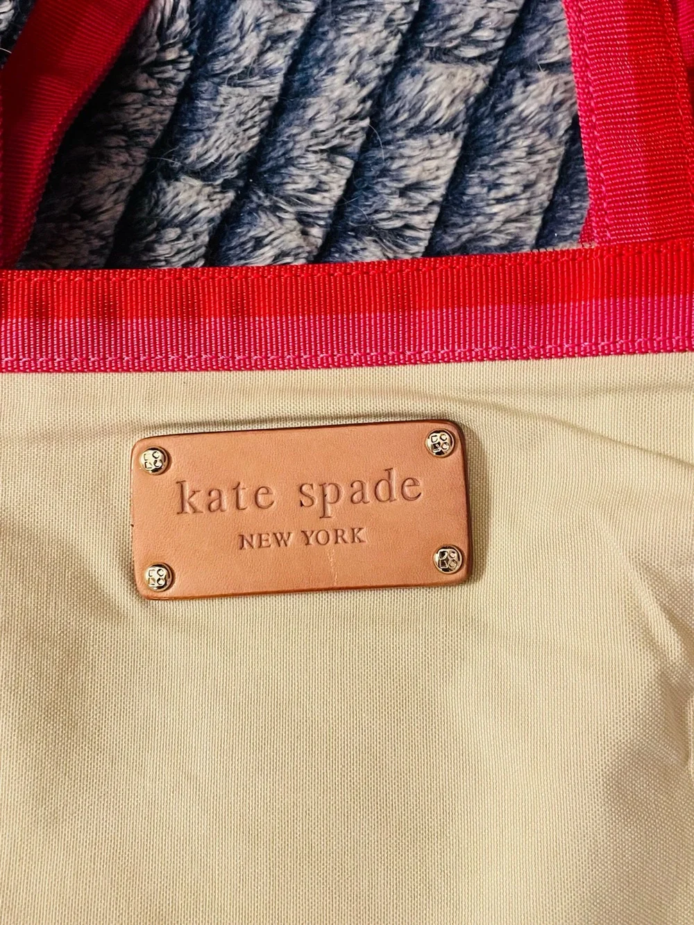 kate spade Cream Tote with Pink Trim and Handles